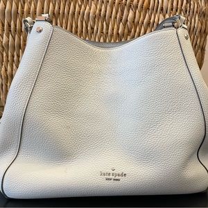Kate Spade Leather three compartment shoulder bag. White.